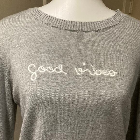 📸 SALE Rachel Zoe Embroidered Good Vibes Sweater, Medium - Picture 2 of 5